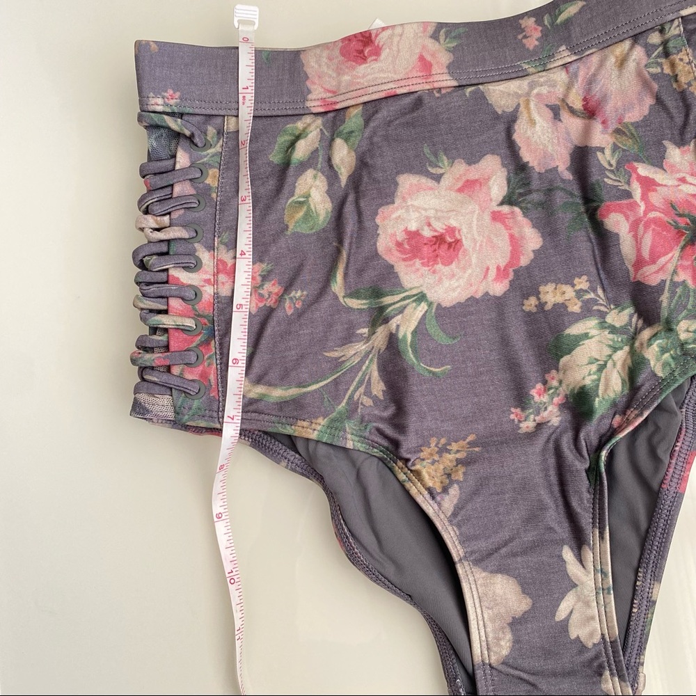 Zimmermann Iris Grey Floral High Waist Bikini 0/2 - Picture 12 of 12